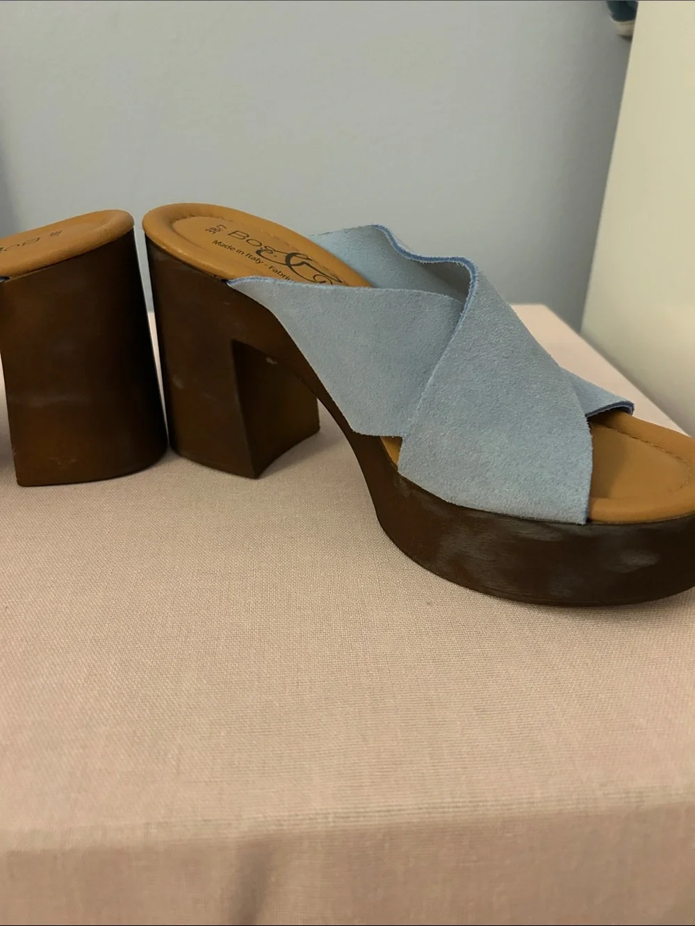 Bos. & Co. Women's Wilma Crisscross Platform Sandals Genuine Suede